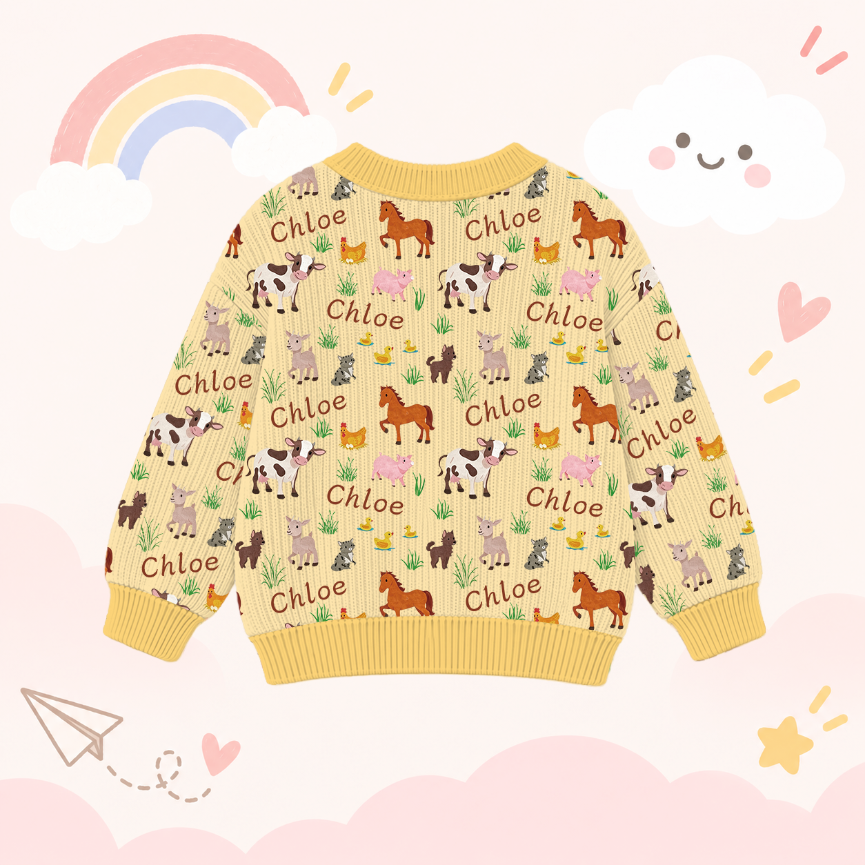 Personalized Lovely Kids Adorable Animals Knit Sweater | CWSweater18