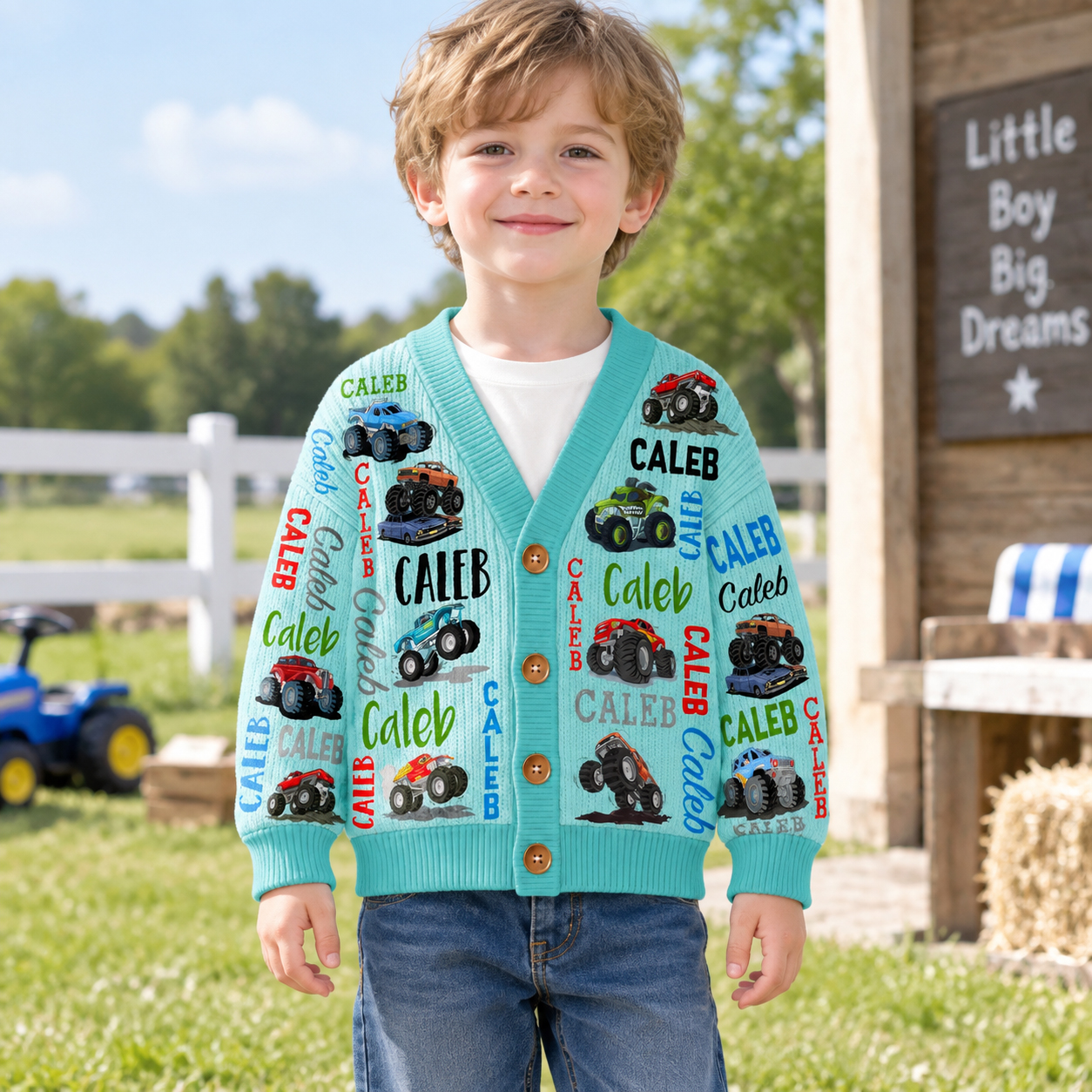 Personalized Lovely Kids Cool Cars Knit Sweater | CWSweater19