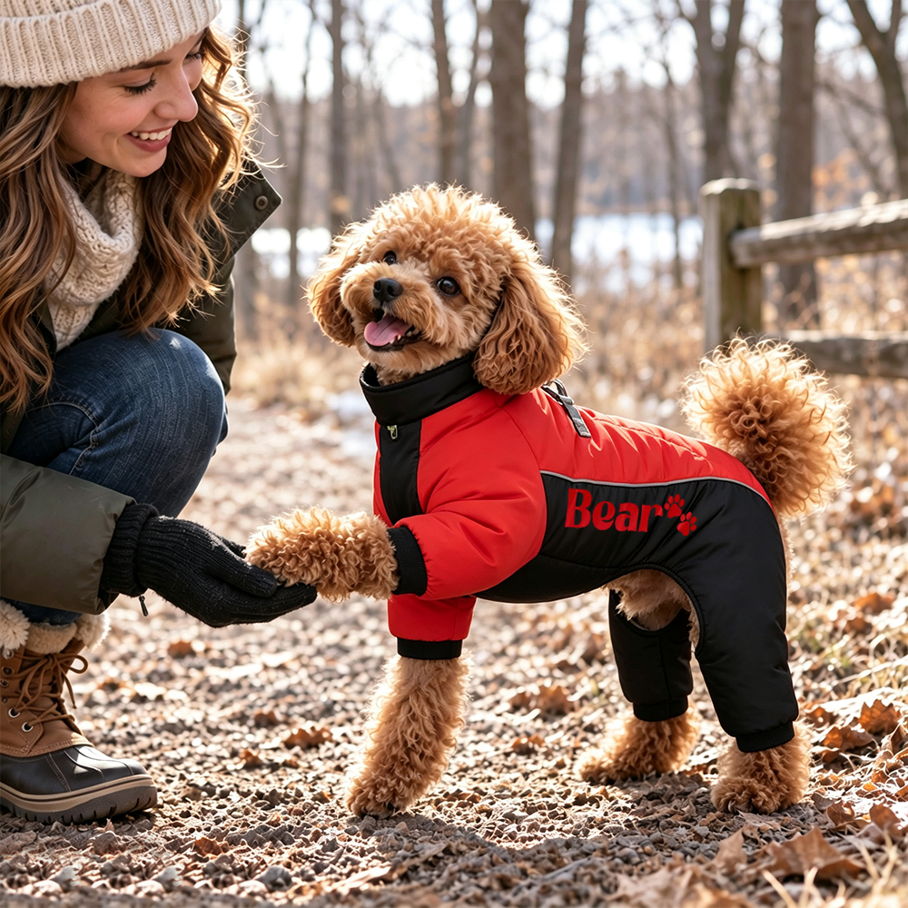 Personalized Winter Color-Blocked Cotton Coats For Pets | BKPet599