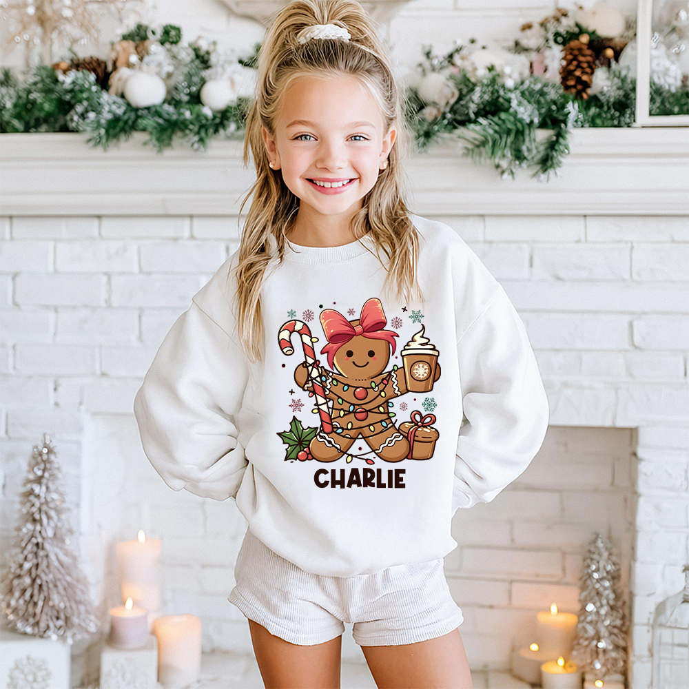 Personalized Christmas Kids Gingerbread Sweatshirt | MCGift419