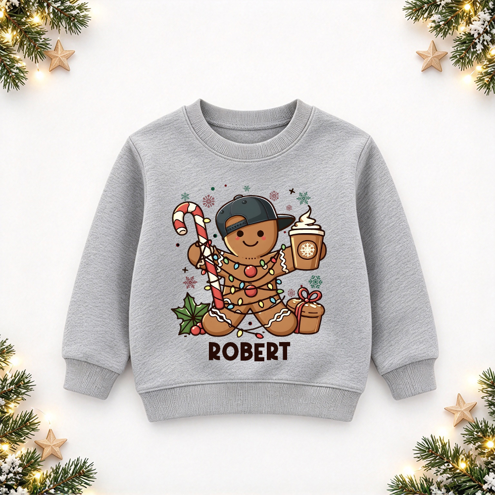 Personalized Christmas Kids Gingerbread Sweatshirt | MCGift419