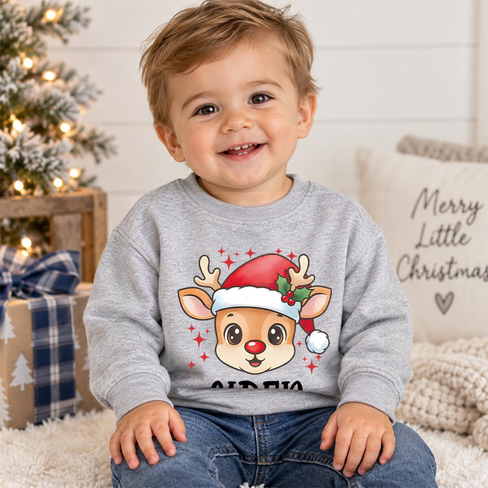 Personalized Christmas Kids Reindeer Sweatshirt | MCGift418
