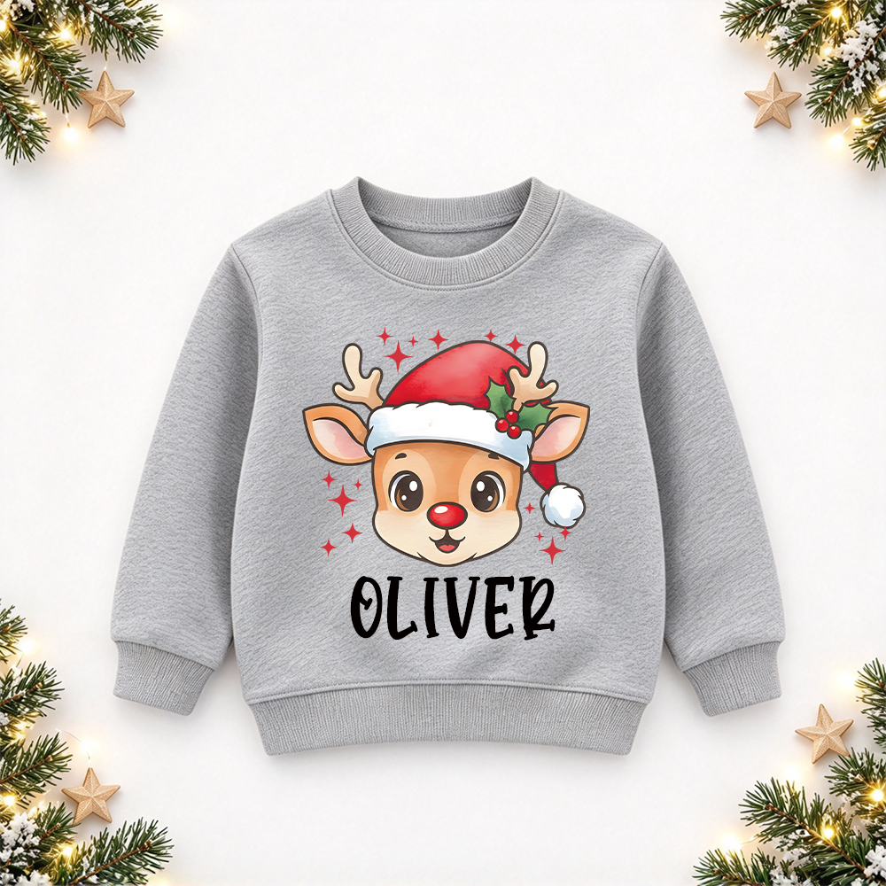 Personalized Christmas Kids Reindeer Sweatshirt | MCGift418