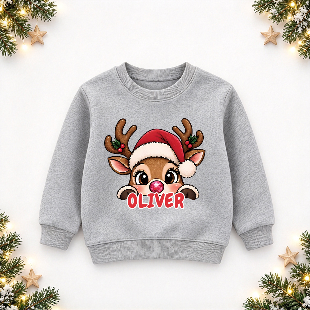 Personalized Christmas Kids Reindeer Sweatshirt | MCGift417