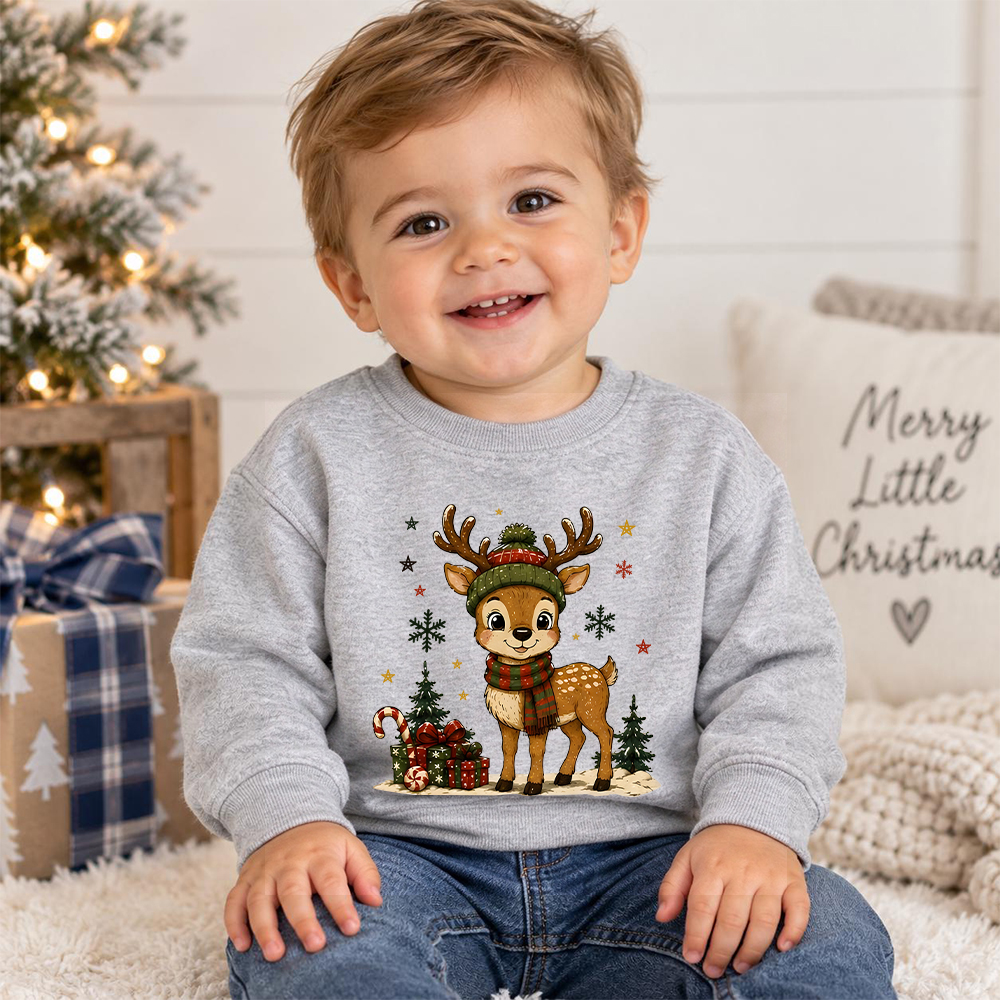 Personalized Christmas Kids Reindeer Sweatshirt | MCGift420
