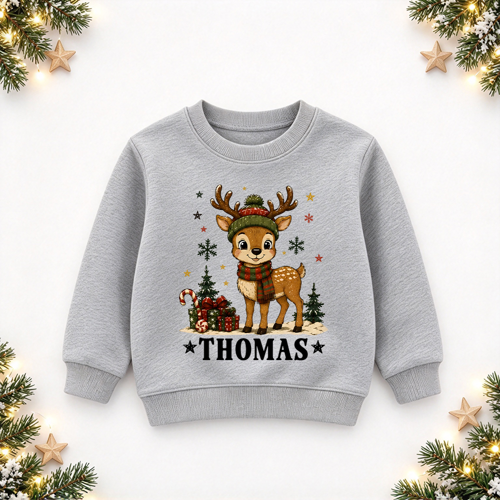 Personalized Christmas Kids Reindeer Sweatshirt | MCGift420