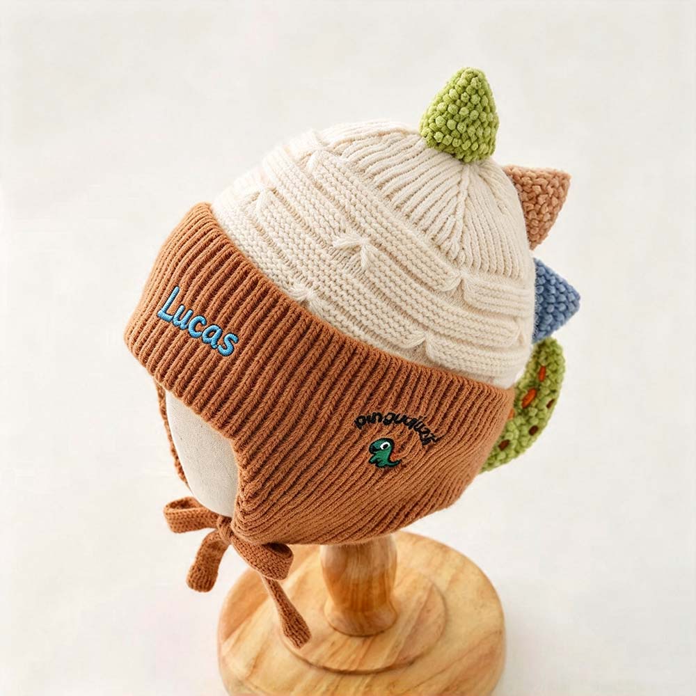Personalized Embroidered Dinosaur Knit Hat for Kids | HSKid103