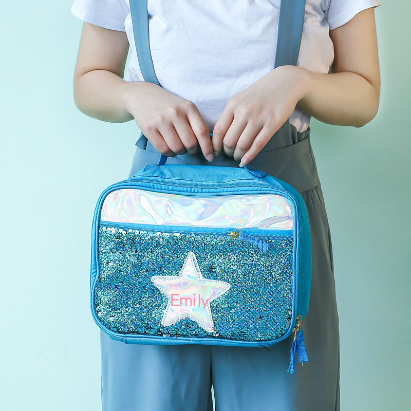 Personalized Name Sequin Kids Lunch Bag