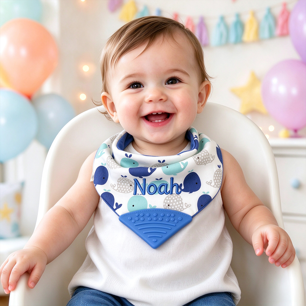 Personalized Embroidered Baby Muslin Cotton Bibs | CWBaby557