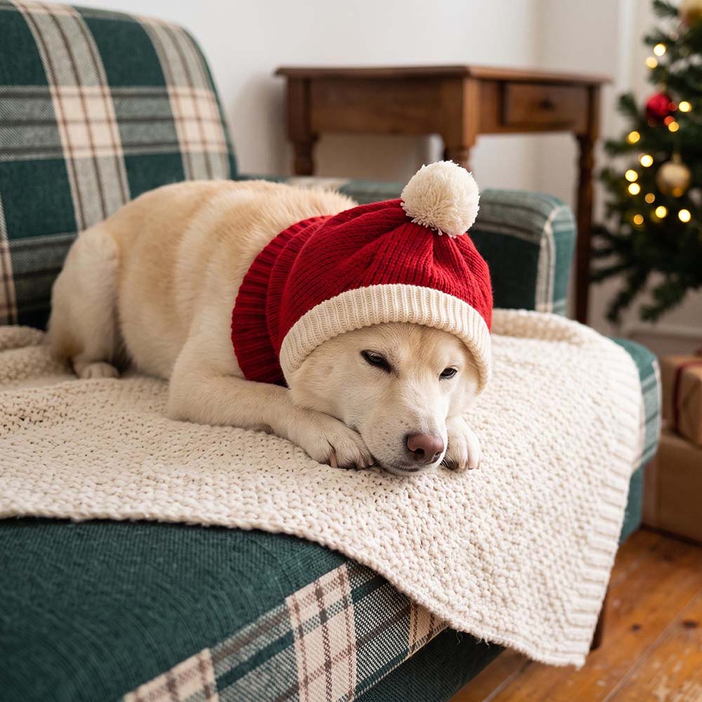 Personalized Embroidered Pets Christmas Knitted Pom Pom Snood Hat | MCGift446