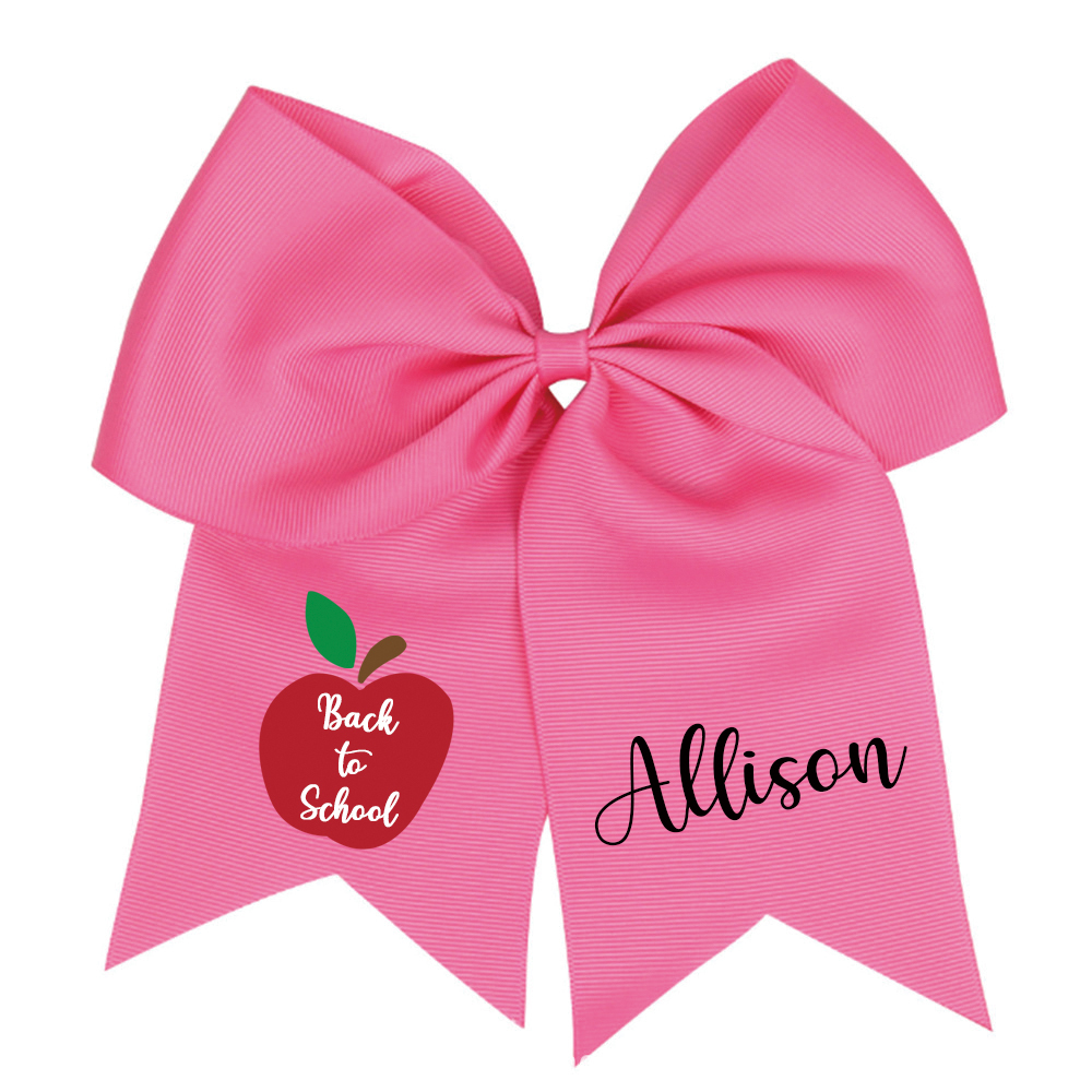 Personalized Girls Back To School Elastic Band Hair Bow | CWToy55