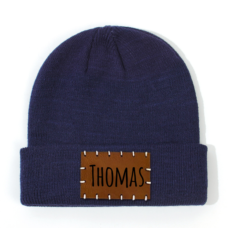 Personalized Leather Patch Beanie for Comfort & Unique | HSKid3301