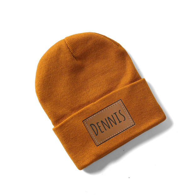 Personalized Leather Patch Beanie for Comfort & Unique | HSKid37