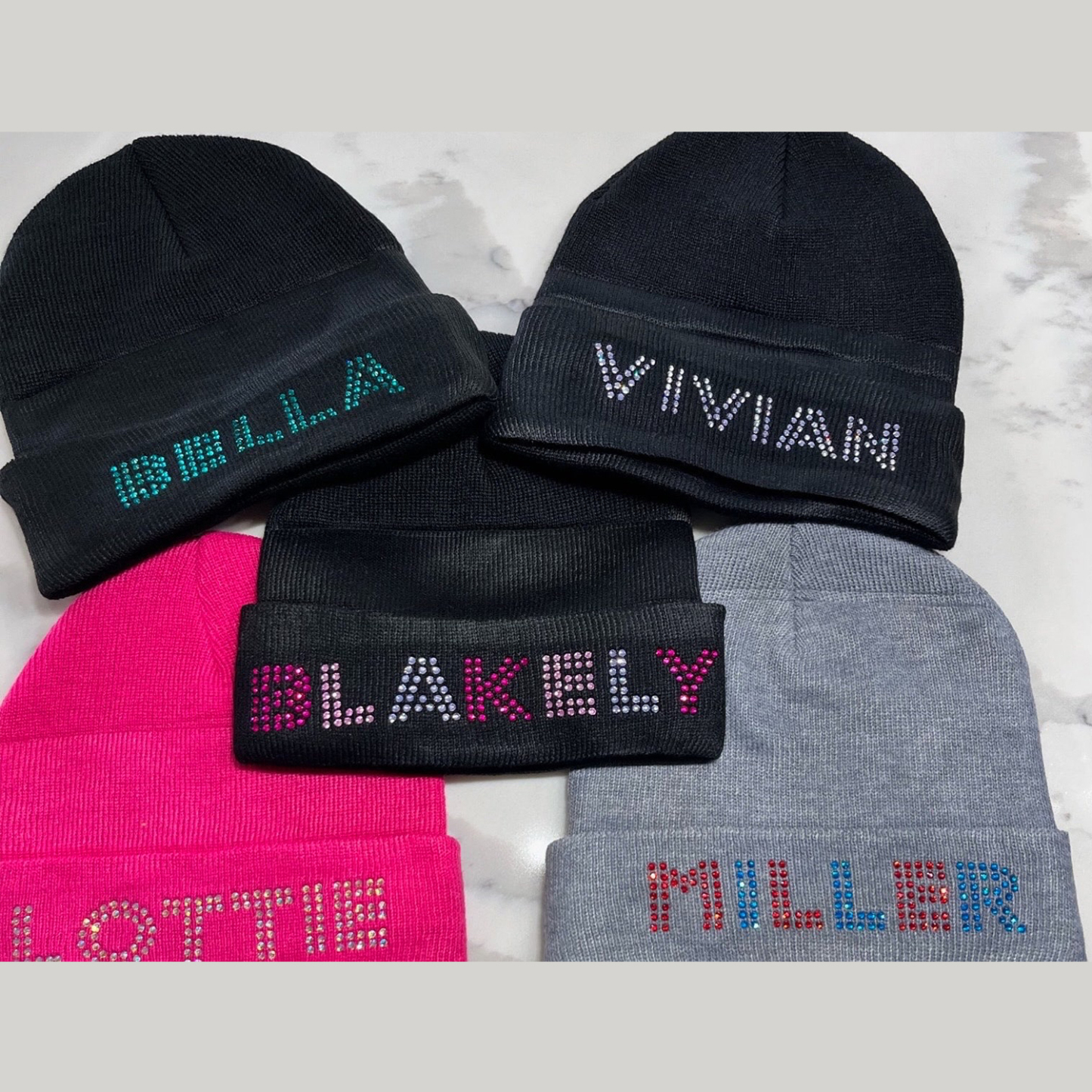 Personalized Kid Sparkly Rhinestone Beanie for Comfort & Unique | HSKid43