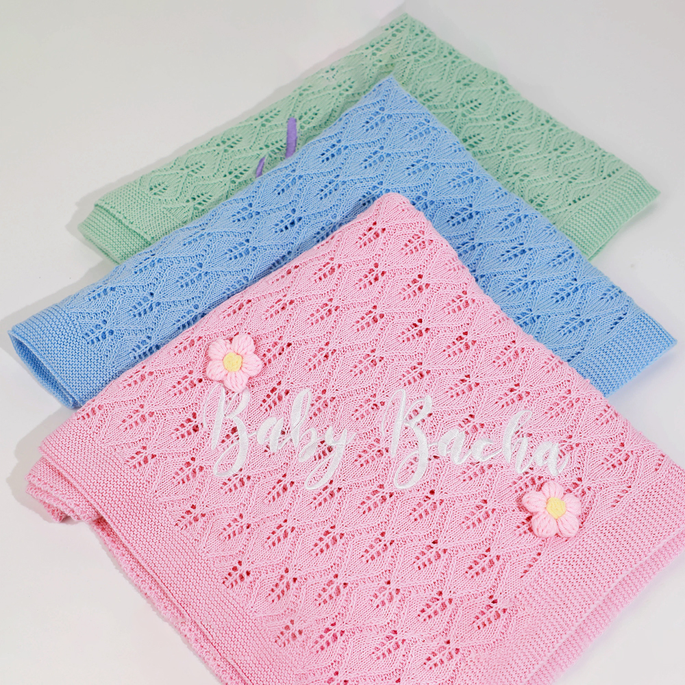 Personalized Embroidered Knit Baby Blanket for Unique Gift | CWBaby87
