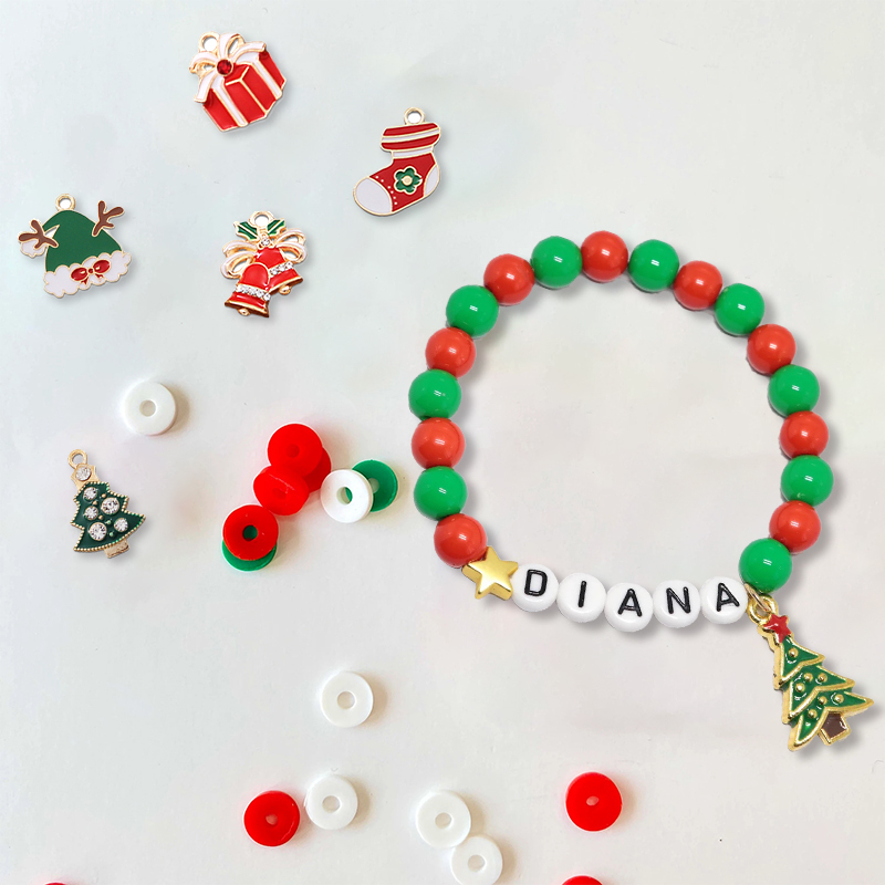 Personalized Christmas Bead Bracelet With Name | MCGift59