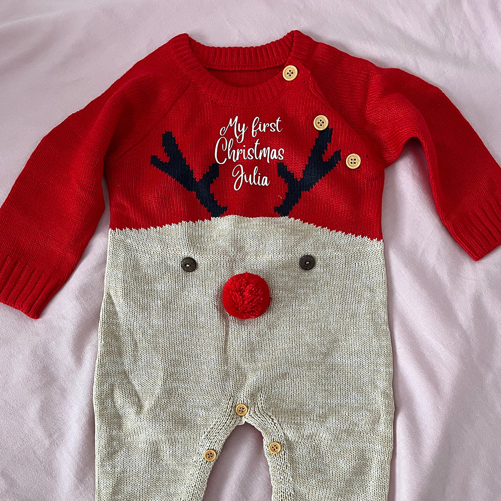 Personalized Christmas Reindeer Outfit for Baby| CWBaby89