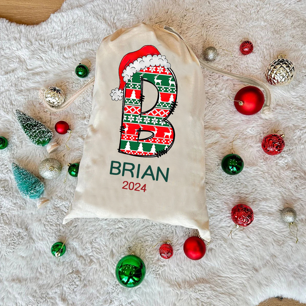 Personalized Name & Initial Christmas Gift Sack | MCGift63