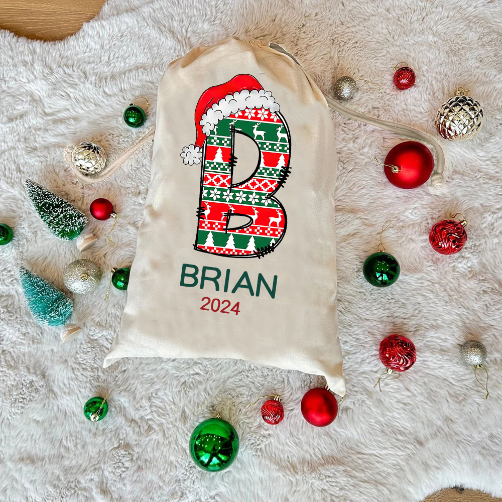 Personalized Name & Initial Christmas Gift Sack | MCGift63