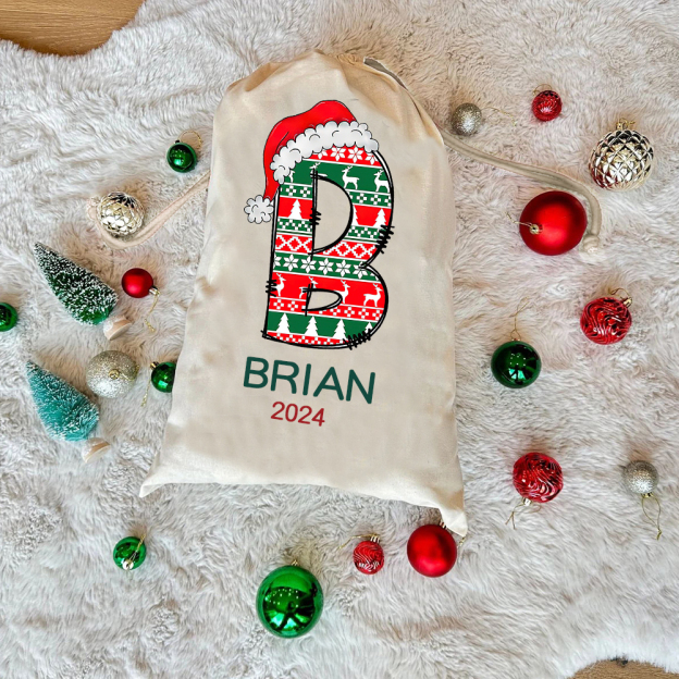 Personalized Name & Initial Christmas Gift Sack | MCGift63