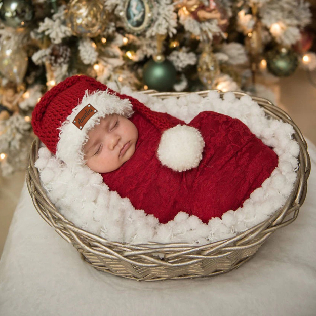 Personalized Leather Patch Christmas Santa Hat | MCGift65