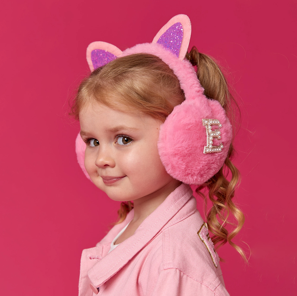 Personalized Kids Pearl Patch Warm Cat Ears Earmuffs | CWToy83