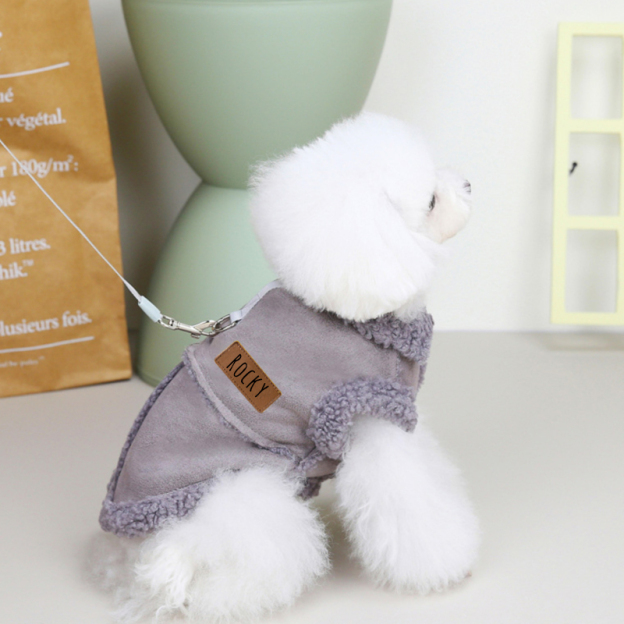 Personalized Leather Patch Pets Warm Jacket | BKPet92