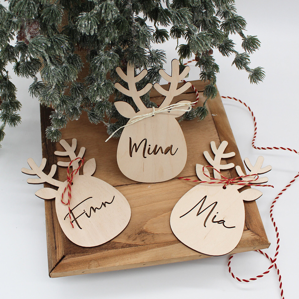 Personalized Christmas Reindeer Wood Ornament | MCGift81