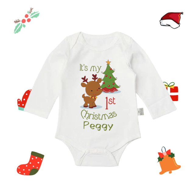 Personalized Baby Merry Christmas White Ropmer | CWBaby104