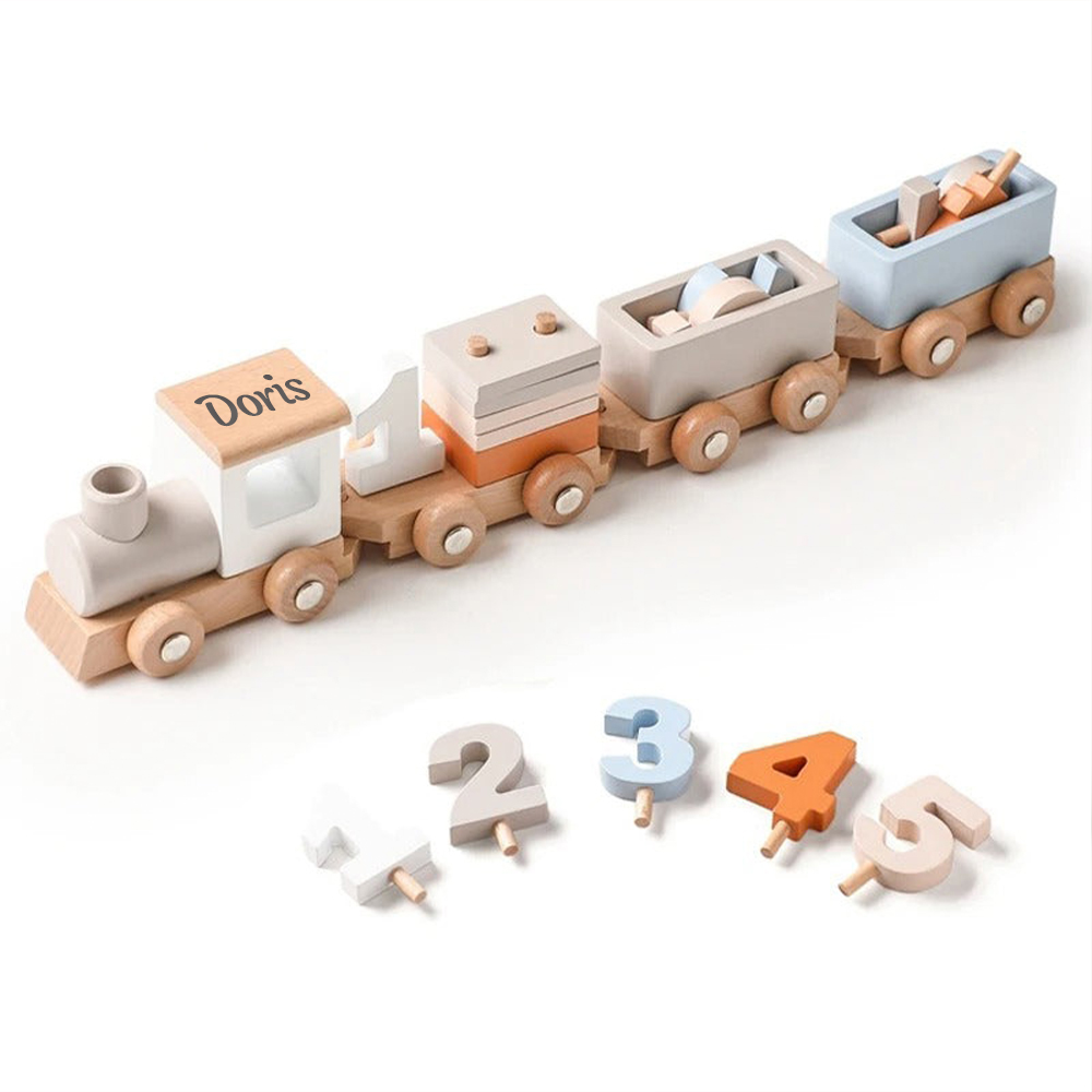 Personalized Kid Toy Wooden Freight Train Set | CWToy100