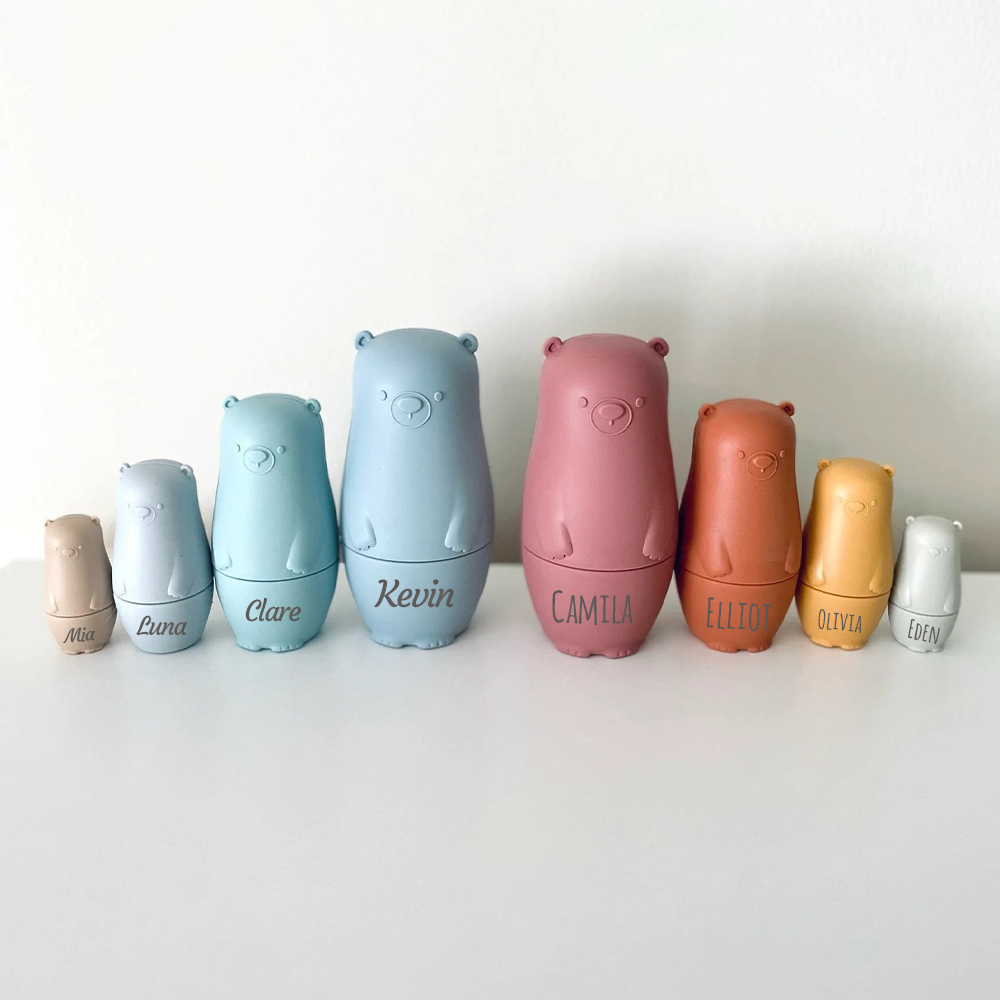 Personalized Silicone BPA Free Stacking Bears Matryoshka Toy | CWToy102