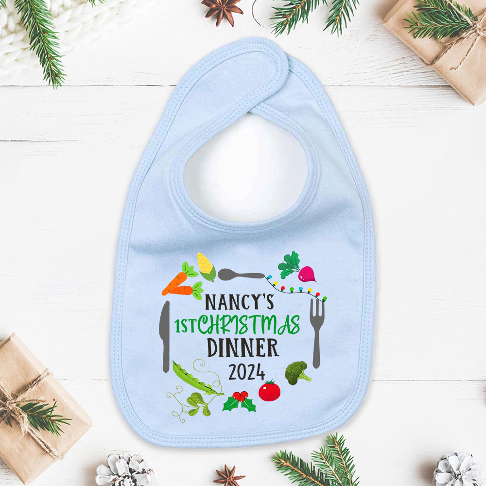 Personalized Baby 1st Christmas Dinner Bib | CWBaby115
