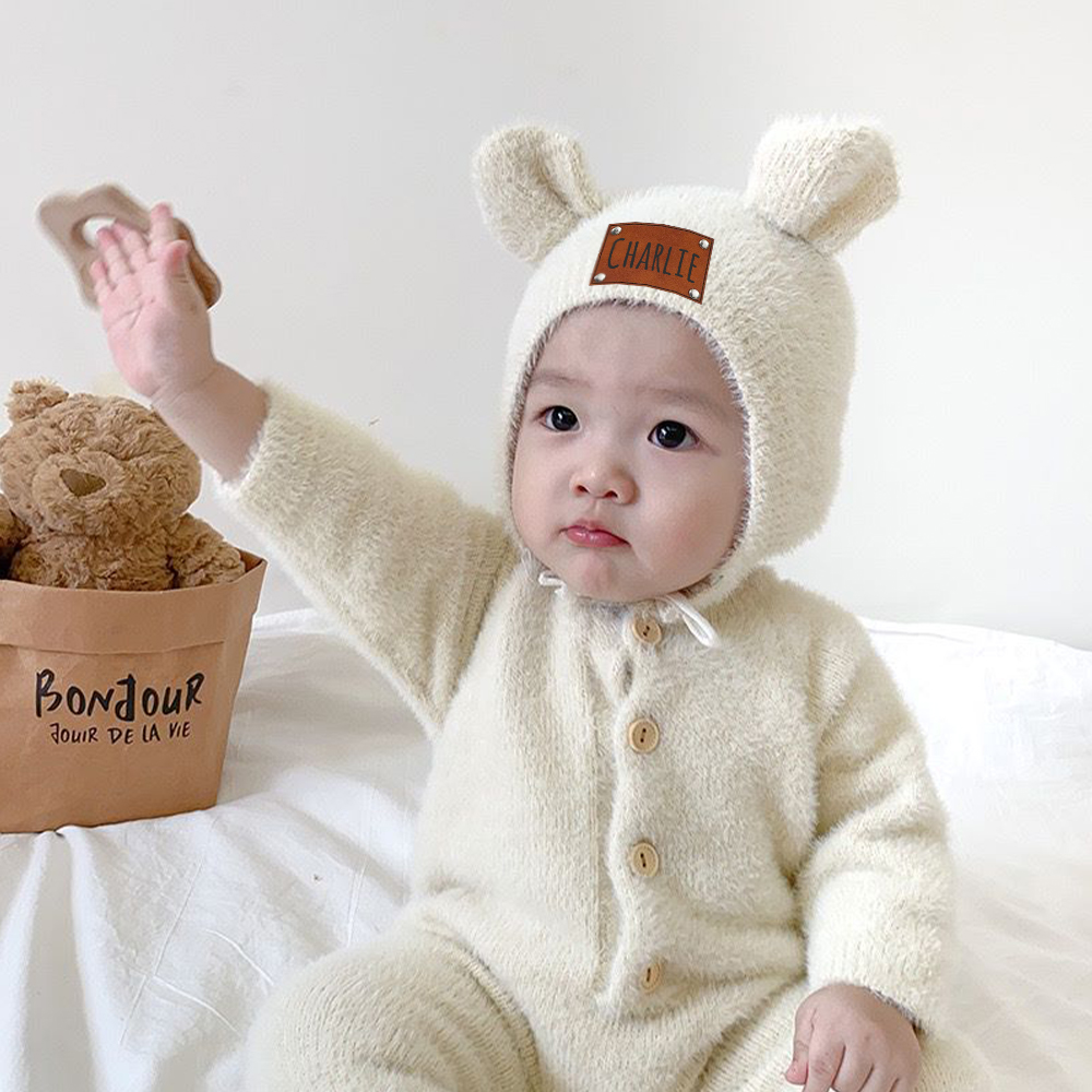 Personalized Baby Mink Cashmere Jumpsuit With Hat | CWBaby116