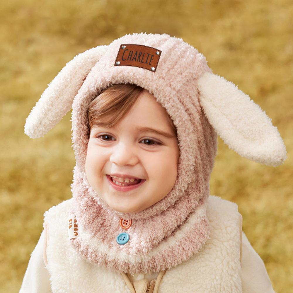 Personalized Leather Patch Kid Knitted Hat|CWBaby123