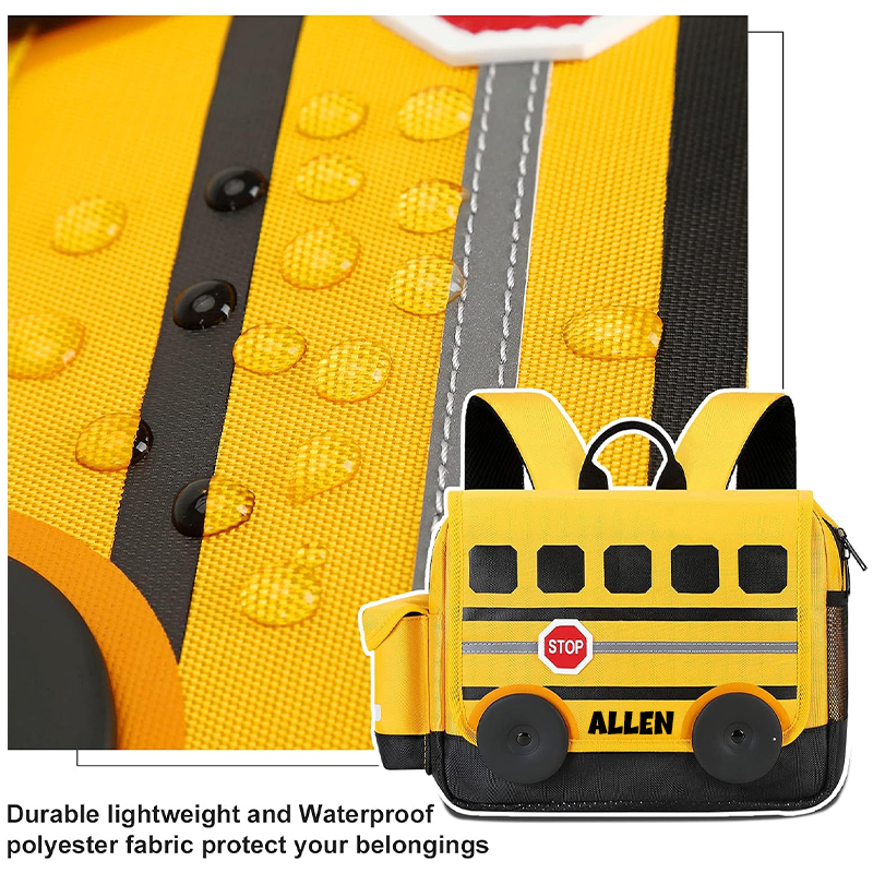 Personalized 3D School Bus Backpack with Insulation Lunch Box