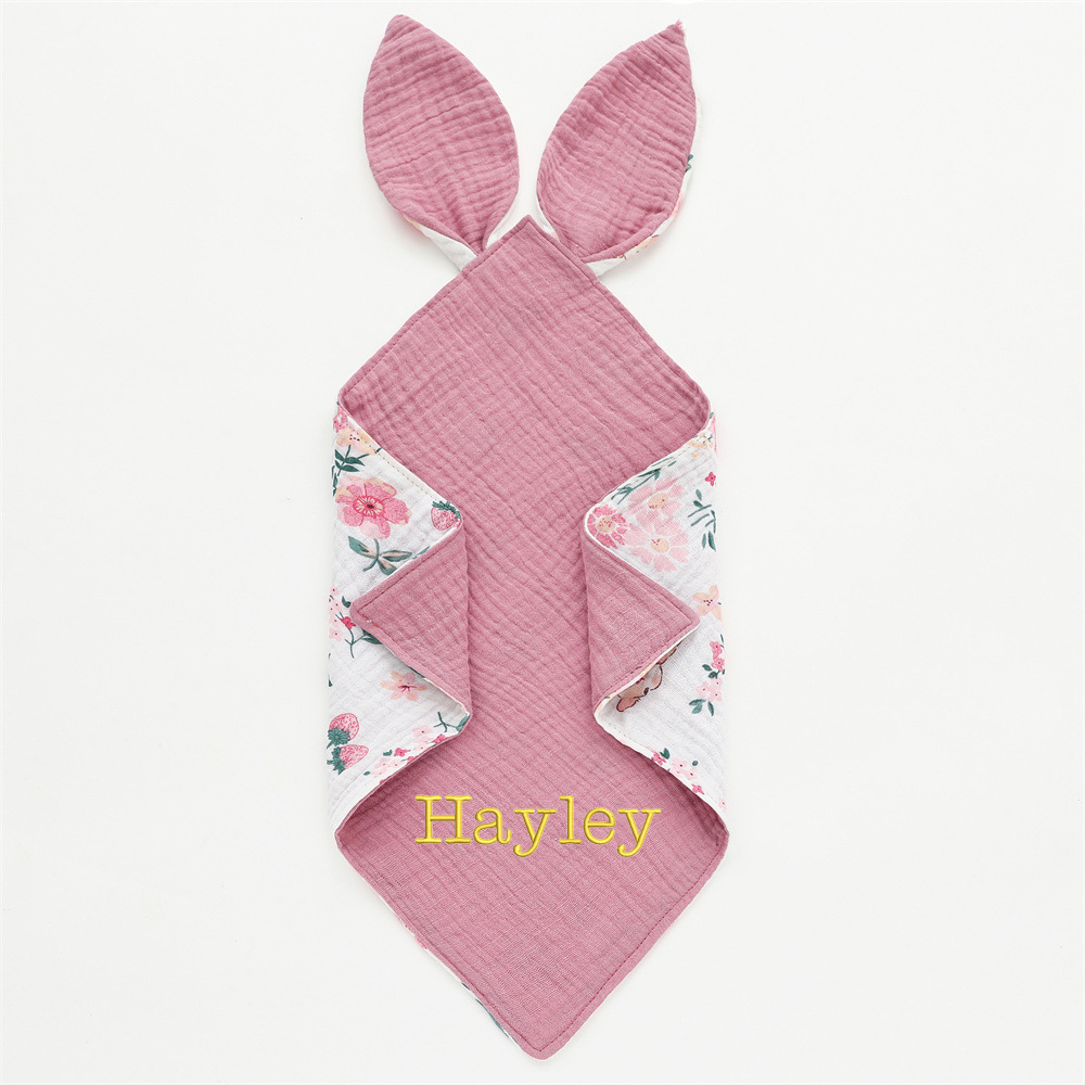 Personalized Baby Embroidery Comforter Bunny Sleep Towel | CWBaby126