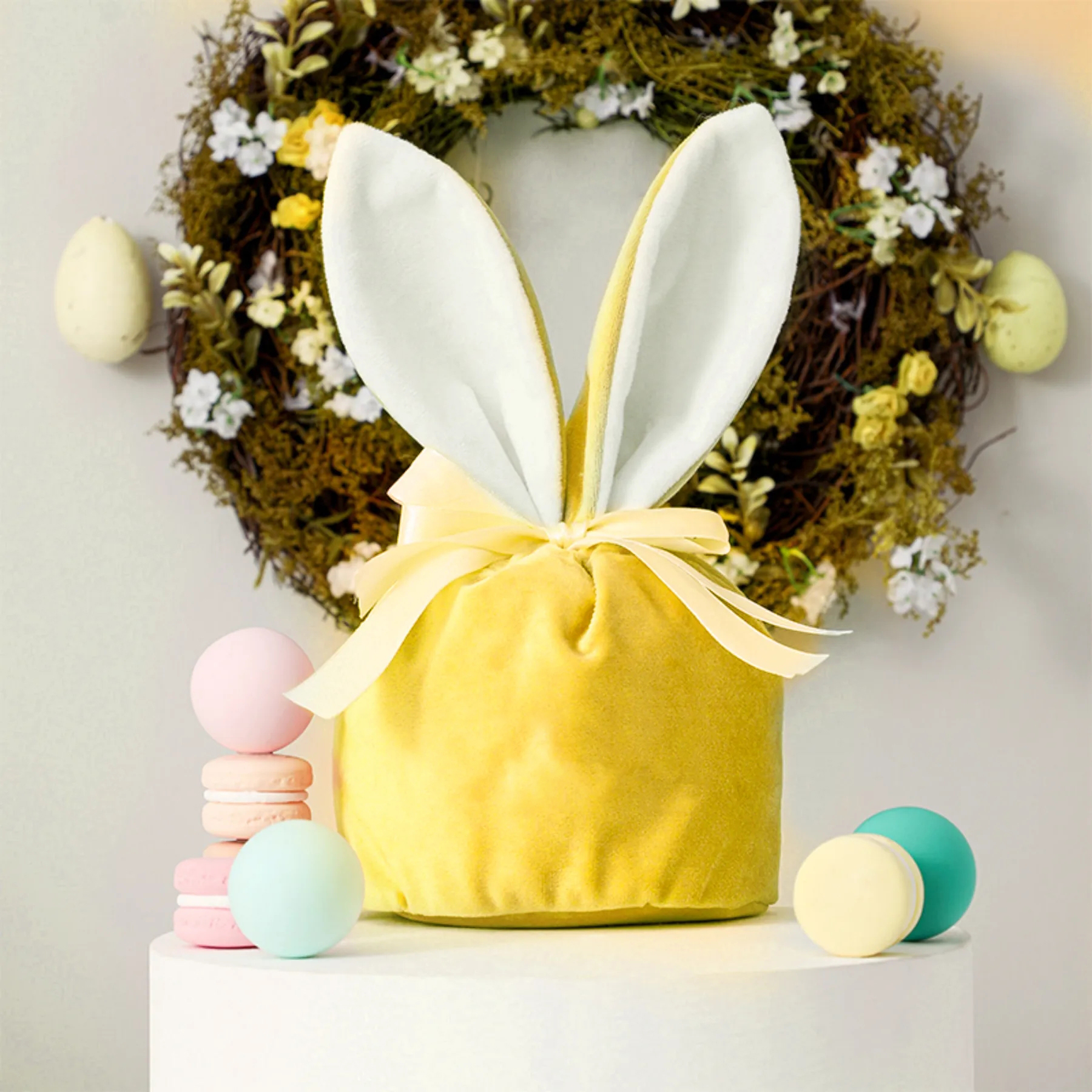 Personalized Foil Stamped Name Easter Bunny Velvet Basket | CWEaster33