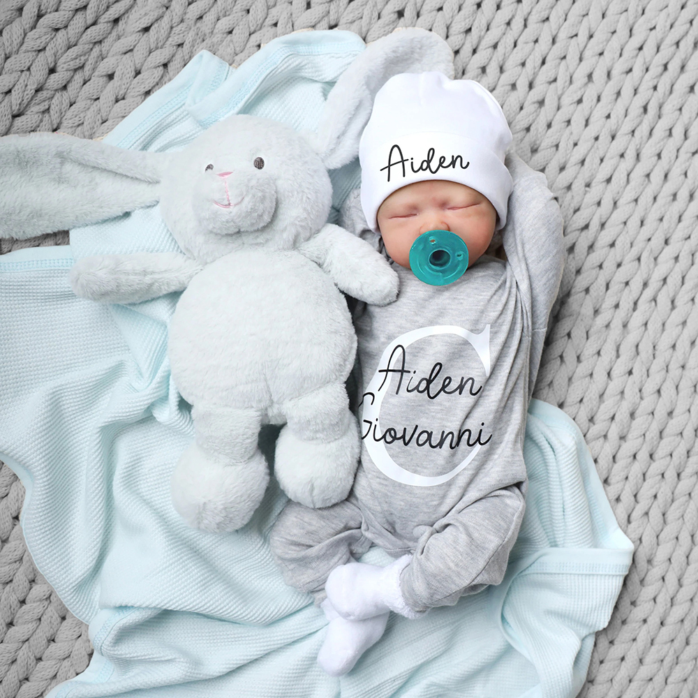 Personalized Baby Coming Home Romper With Hat Set | CWBaby133