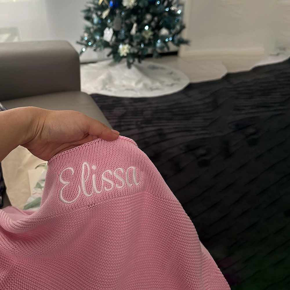 Personalized Embroidered Knit Blanket for Comfort & Unique | CWBaby30