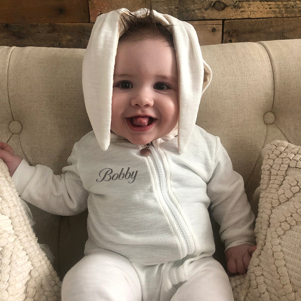 Personalized Easter Baby Bunny Ears Romper | CWbaby4001