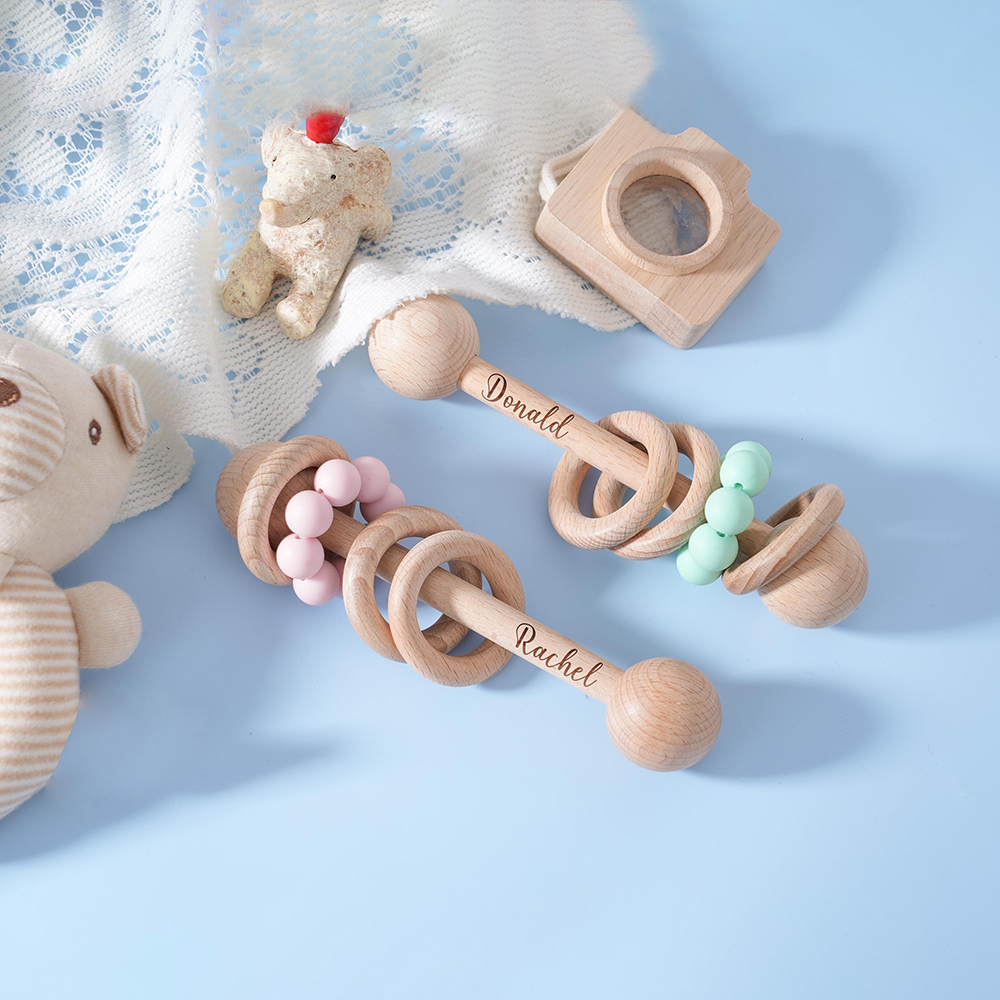 Personalized Cute Baby Wooden Rattle | CWBaby152