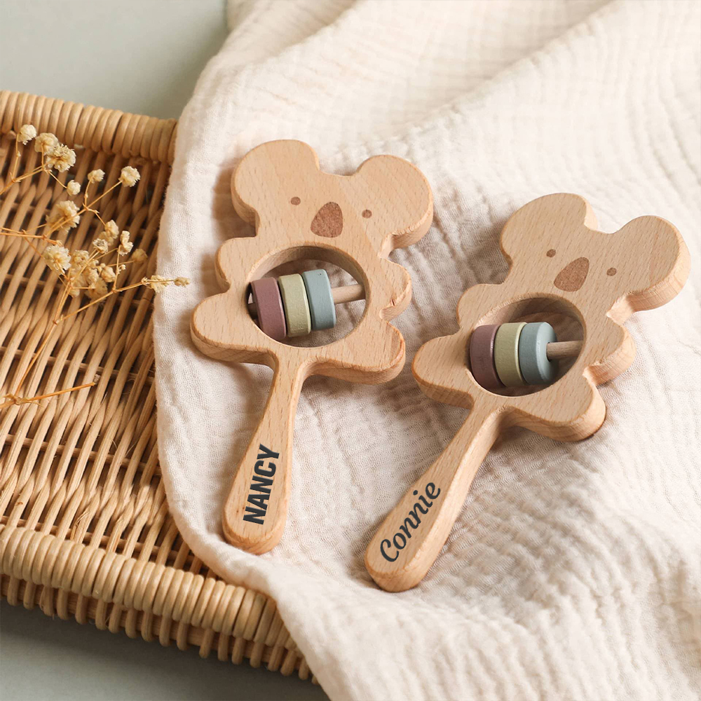 Personalized Baby Wooden Lovely Shape Rattle | CWBaby153