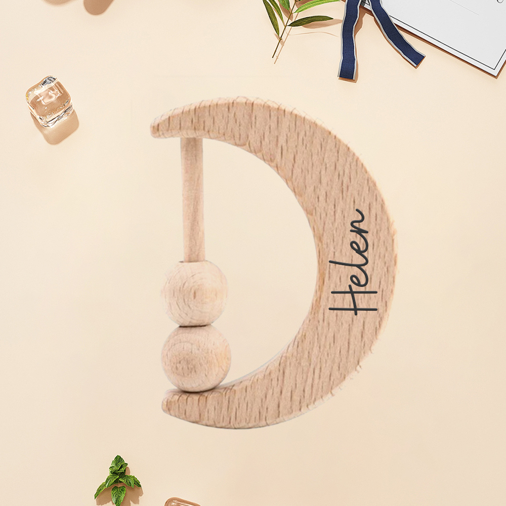 Personalized Baby Wooden Lovely Shape Rattle | CWBaby153