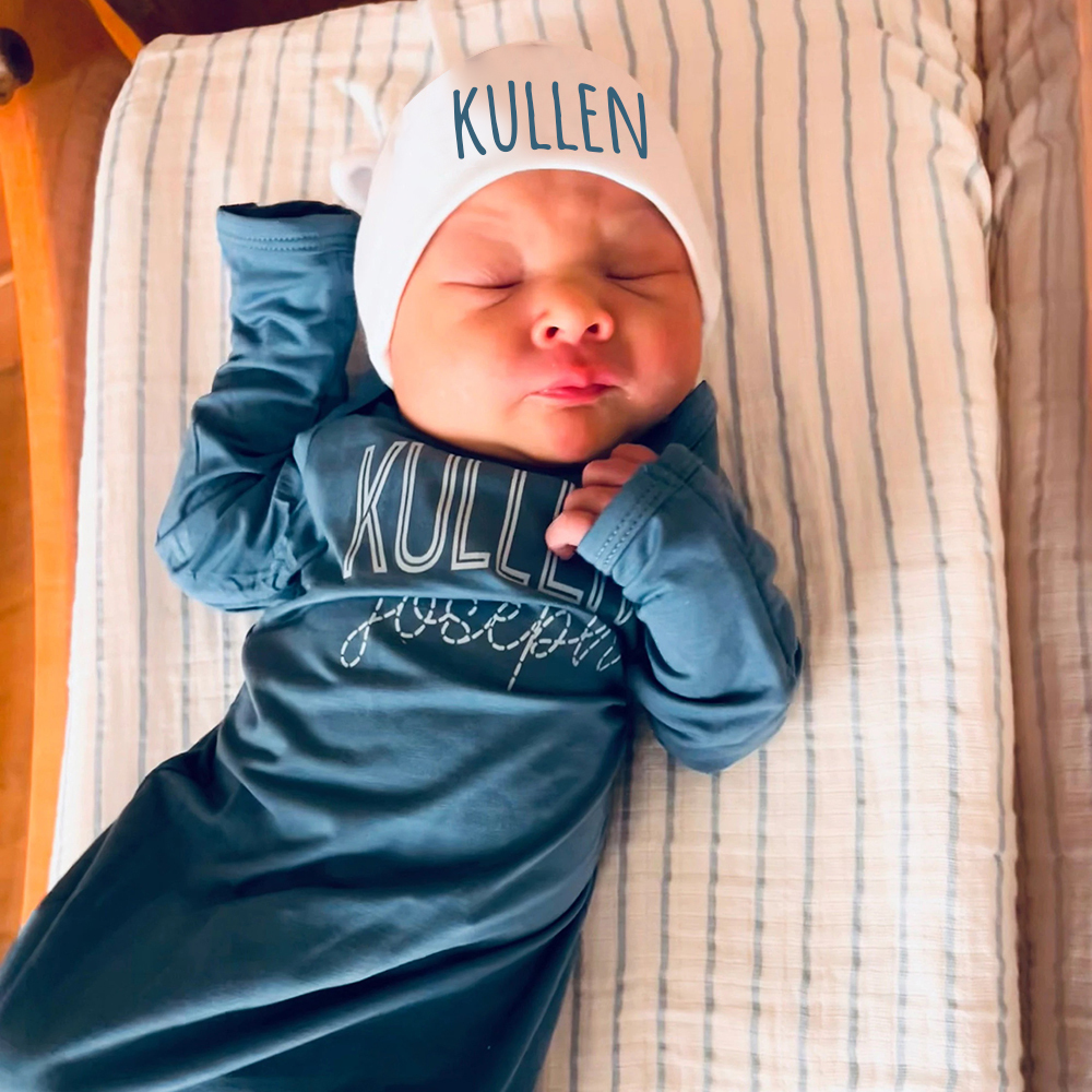 Personalized Cozy Newborn Bamboo Knotted Gown | CWbaby174