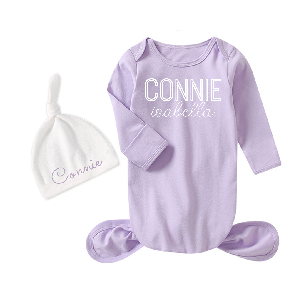 Personalized Cozy Newborn Bamboo Knotted Gown | CWbaby174