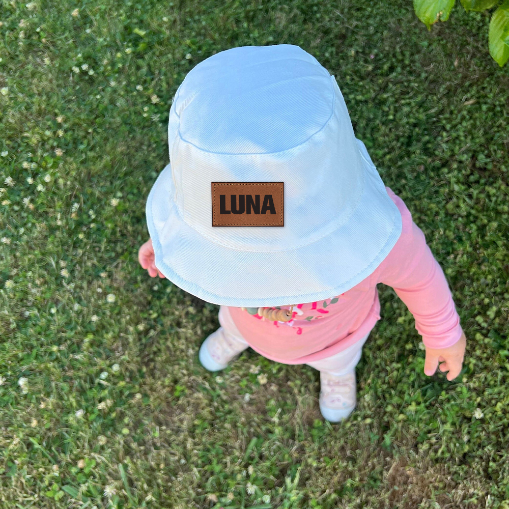 Personalized Kid Leather Patch Bucket Sunbonnet for Comfort & Unique | CWBeach157