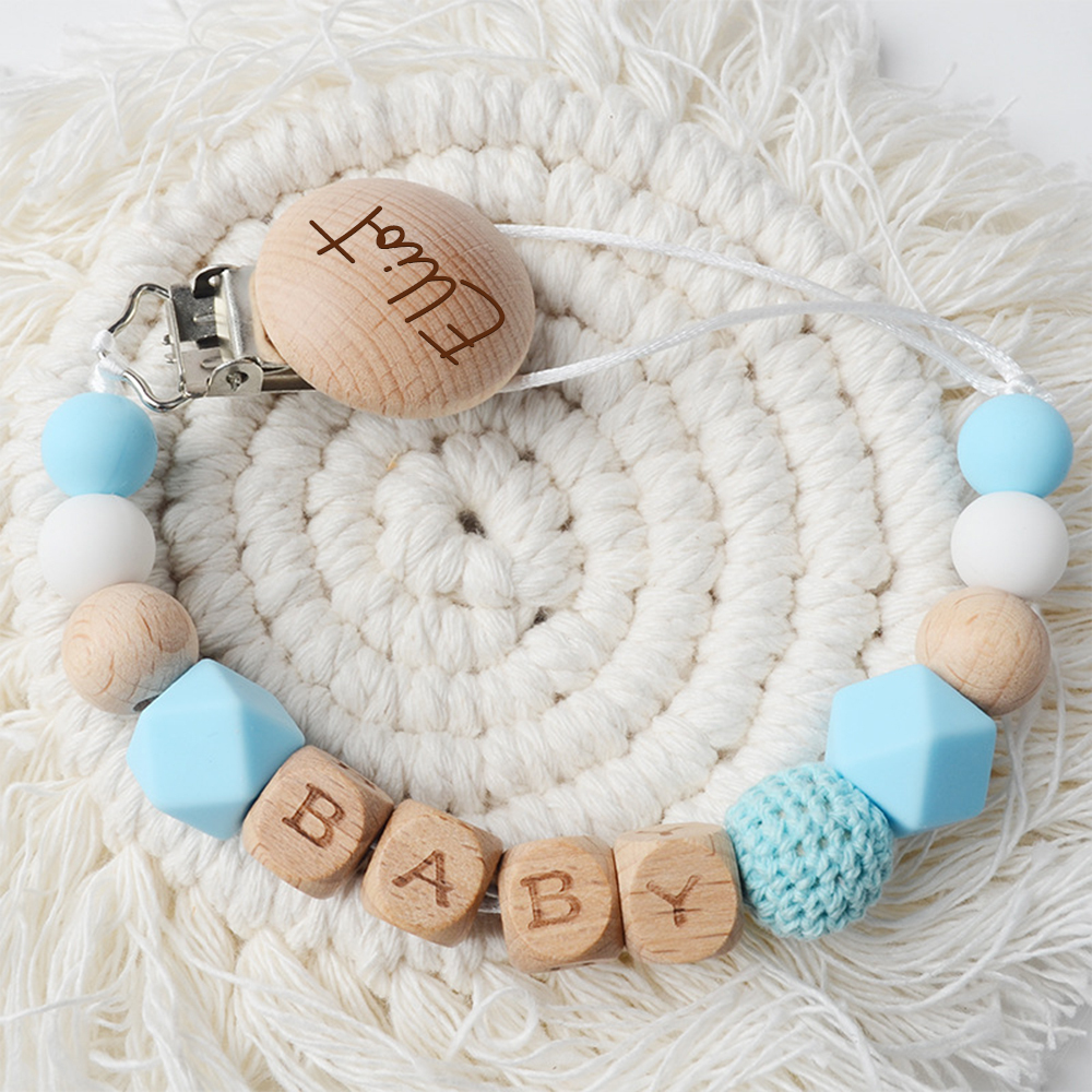 Personalized Baby Pacifier Crochet Bead Clip | CWBaby112