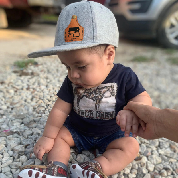 Personalize Kids Leather Patch Cow Tag Hat | CWBeach158