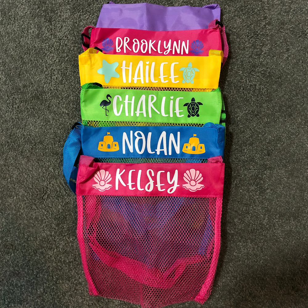 Personalized Lovely Seashell Mesh Beach Bag | CWBeach0201