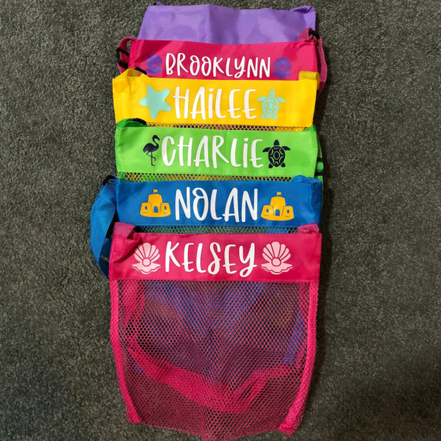 Personalized Lovely Seashell Mesh Beach Bag | CWBeach0201